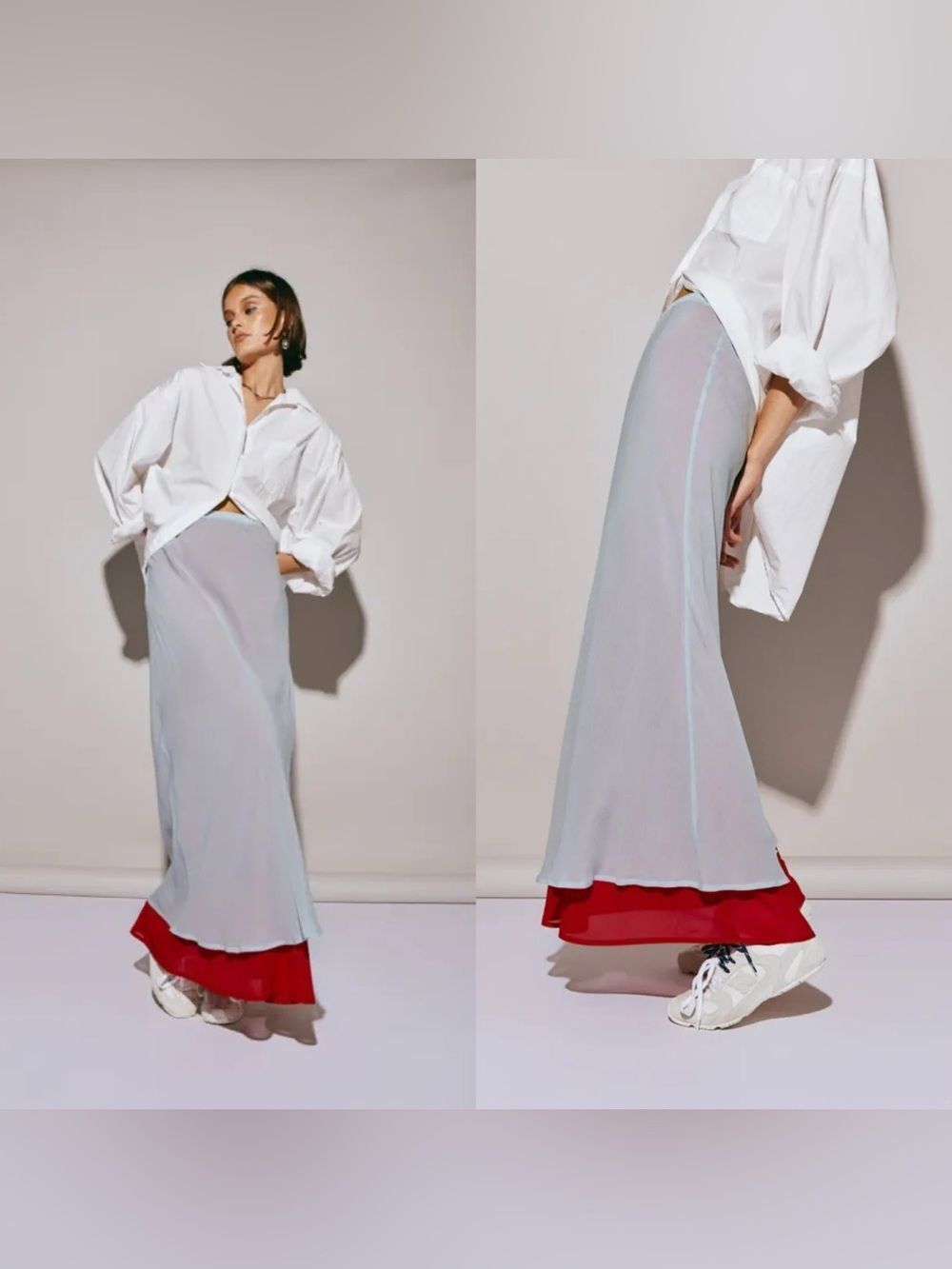 VRG GRL Layered chiffon maxi skirt